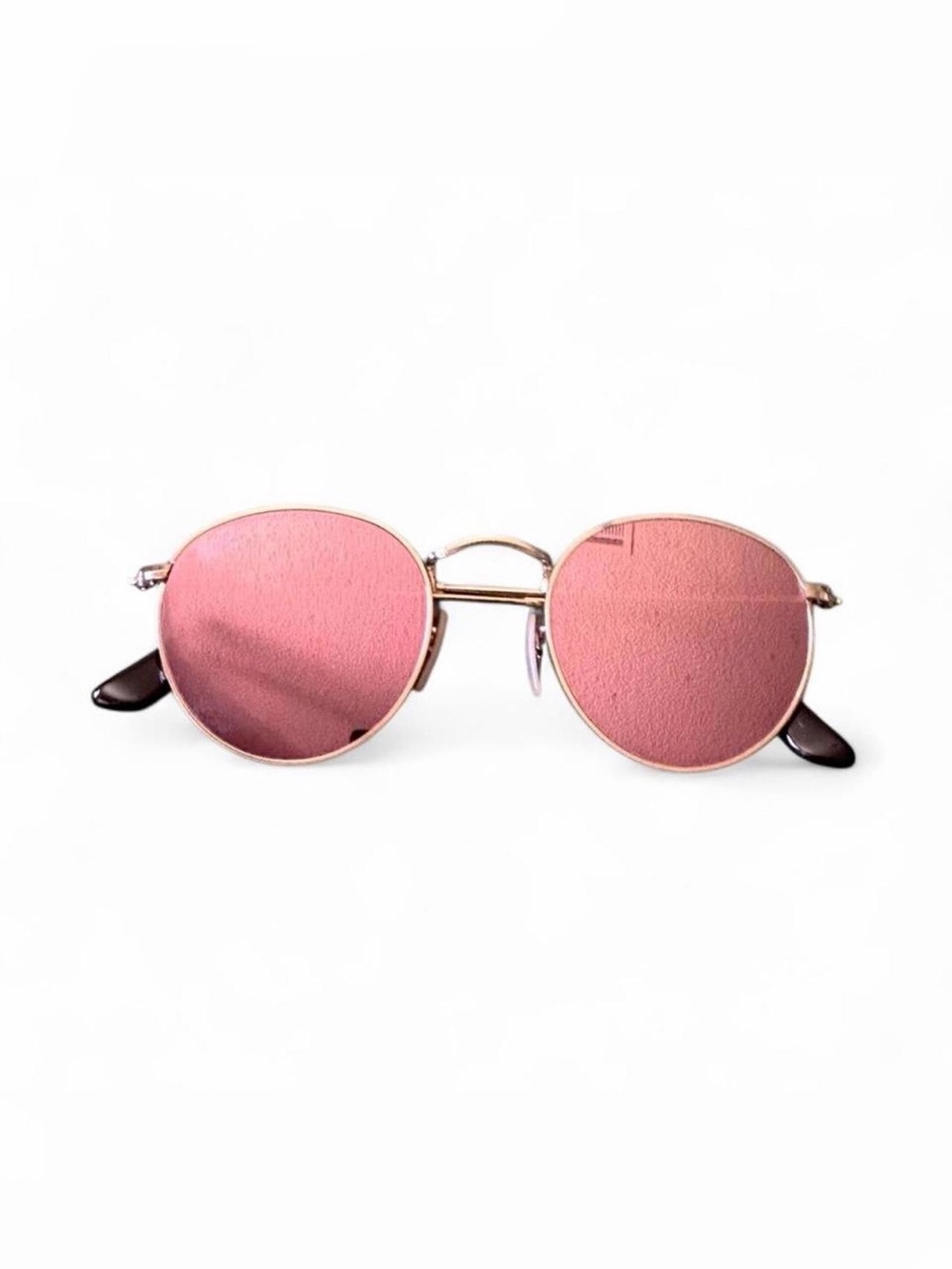 Ray-Ban Round Sunglasses with Pink Lenses and Gold Frame